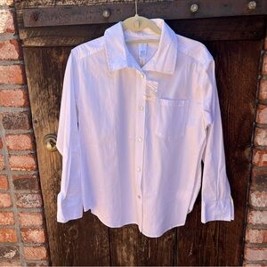 Wynne Layers Women’s White Button Down Shirt Sz S